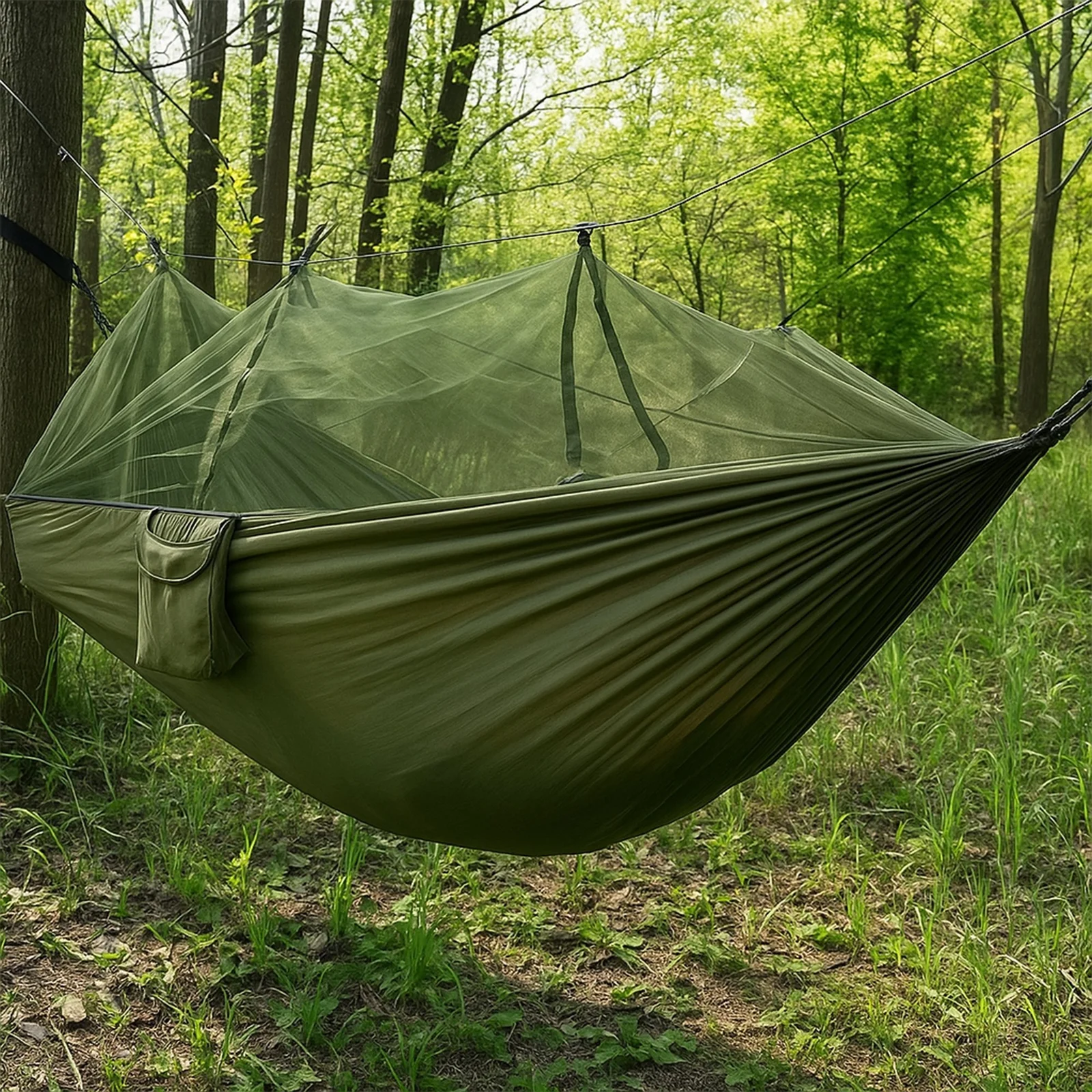 HAMAK Z MOSKITIERĄ TURYSTYCZNY OGRODOWY PODRÓŻNY SURVIVALOWY DUŻY CAMPING