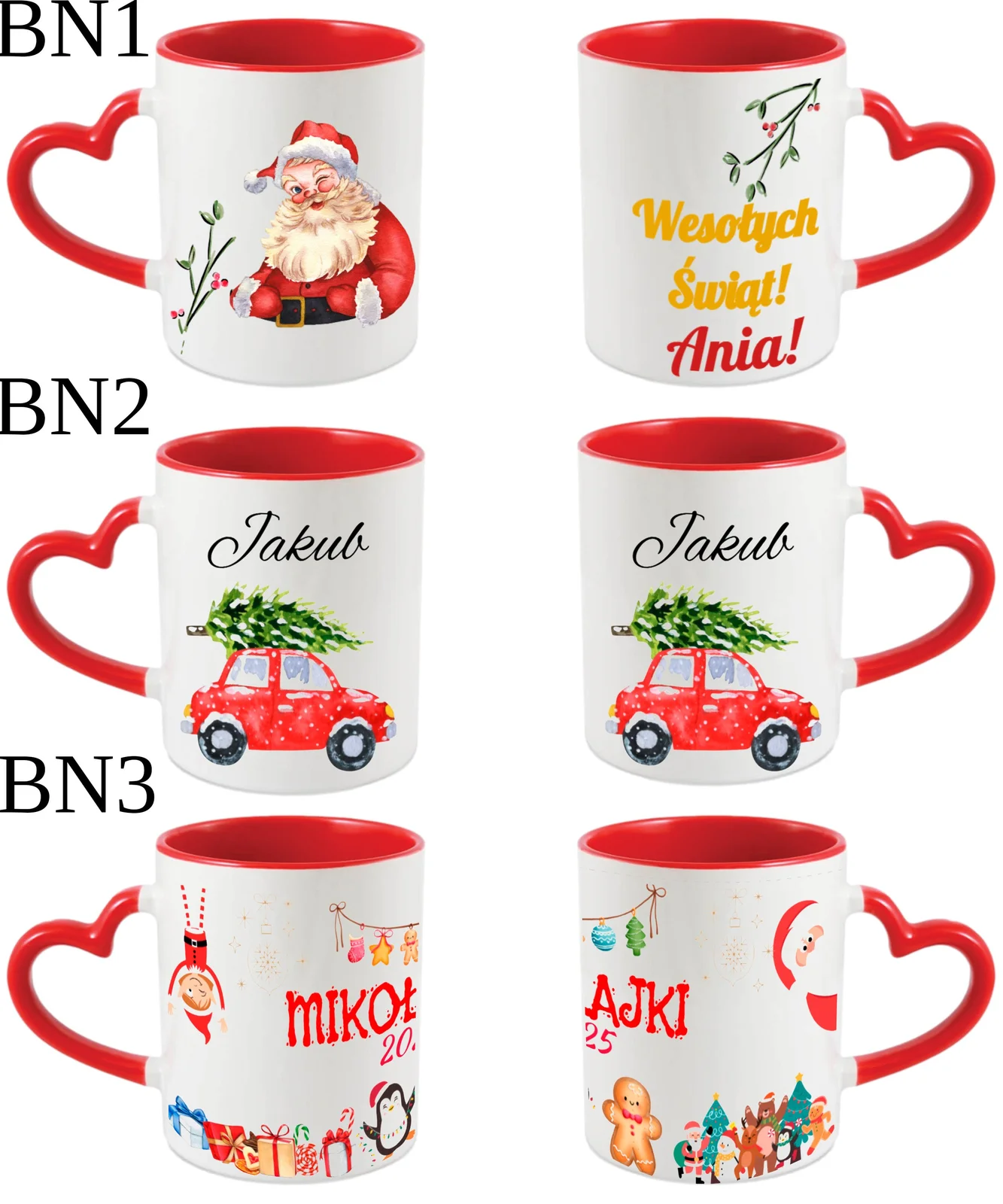 KUBEK DO SUBLIMACJI 330ML CZERWONY UCHWYT SERCE