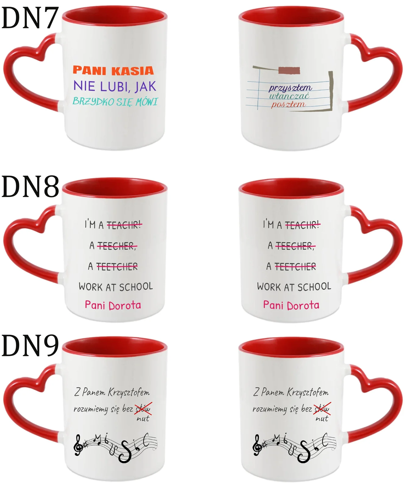 KUBEK DO SUBLIMACJI 330ML CZERWONY UCHWYT SERCE