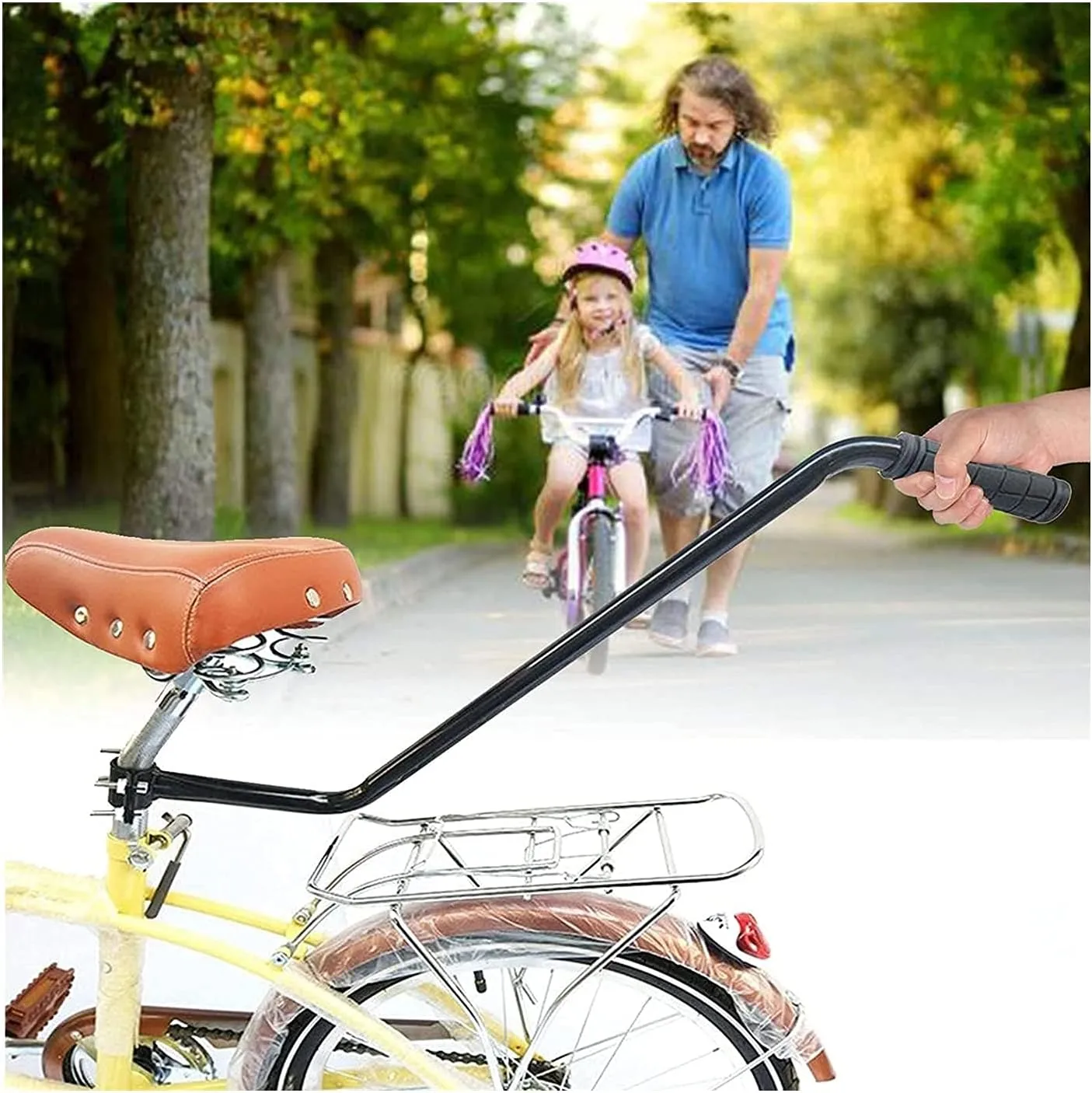 PROWADNIK PCHACZ KIJ DO ROWERU RĄCZKA DO ROWERKA UCHWYT NAUKA JAZDY DZIECKA