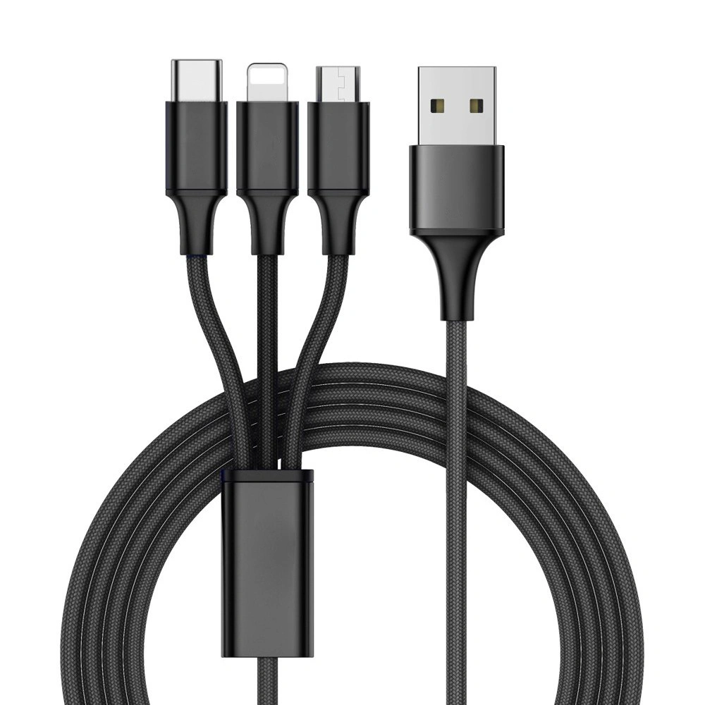 KABEL IPHONE USB USB-C LIGHTNING  3w1 - czarny