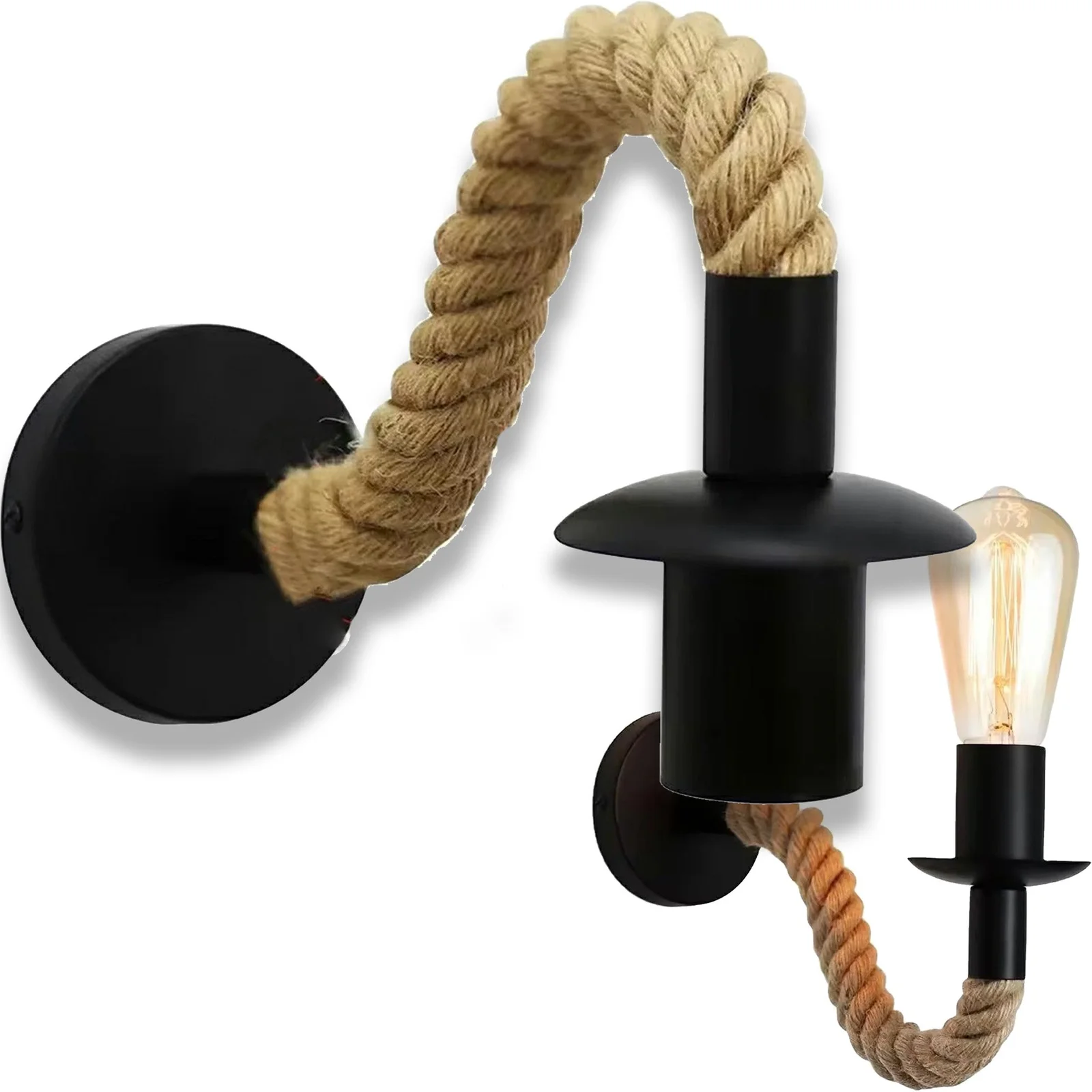 KINKIET LAMPA ŚCIENNA SZNUR JUTOWY E27