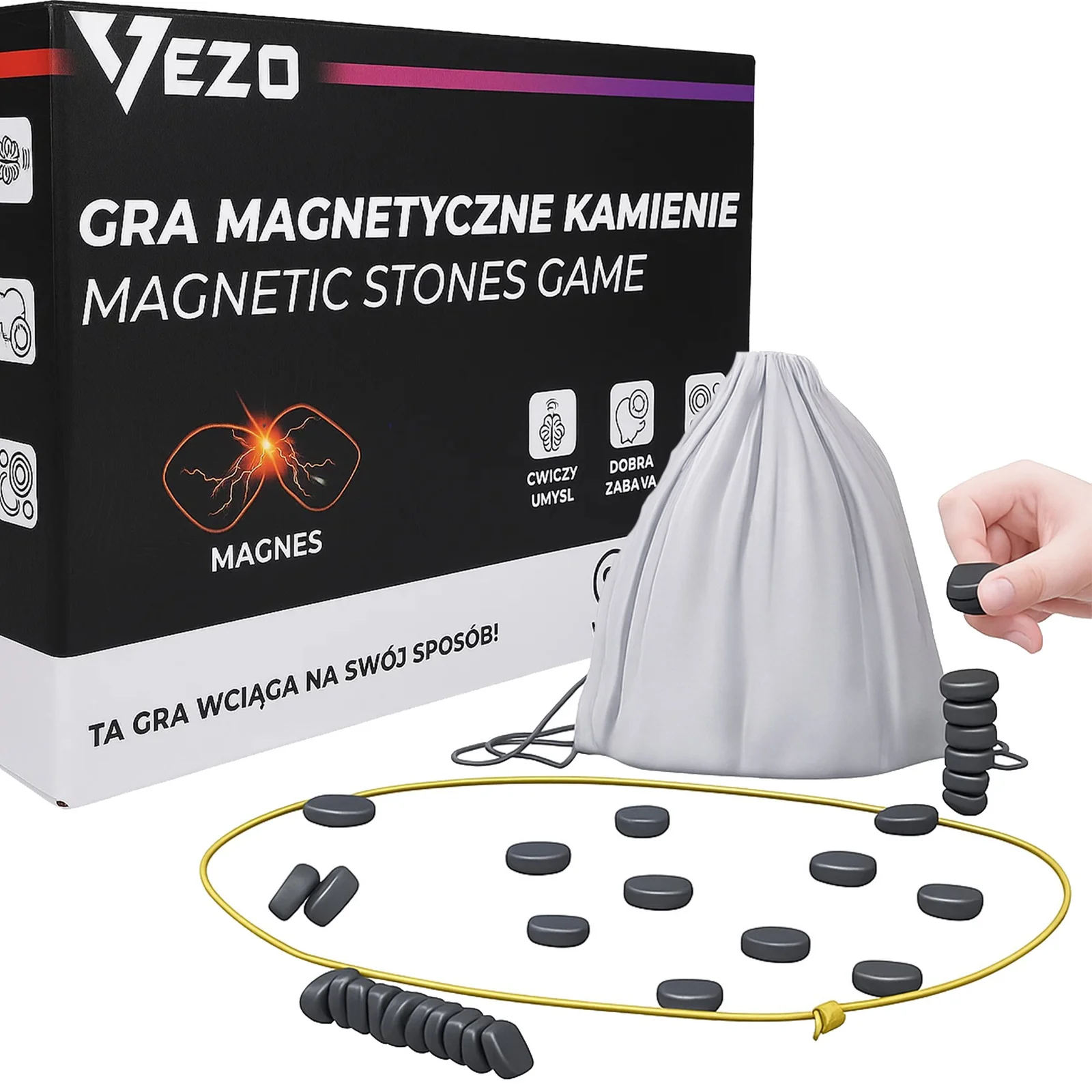 VEZO MAGNETYCZNE KAMIENIE KAMYCZKI GRA STRATEGICZNA ZRĘCZNOŚCIOWA 20 SZT