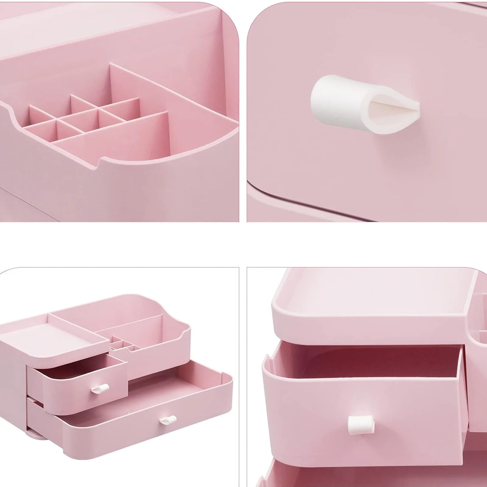 SZKATUŁKA ORGANIZER NA KOSMETYKI BIŻUTERIĘ 27,7x17x12,8cm - różowy