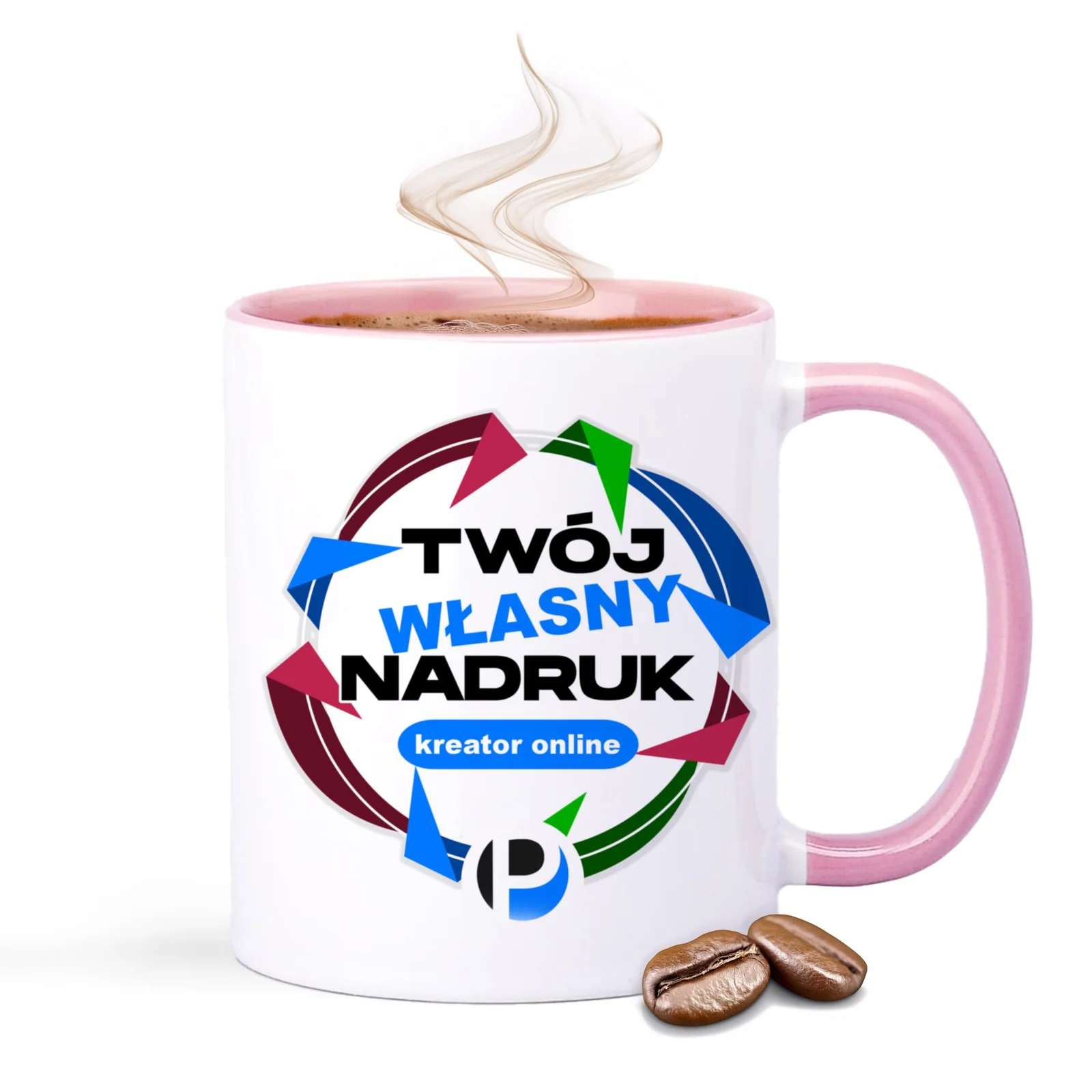 KUBEK DO SUBLIMACJI 330ML RÓŻOWY UCHWYT