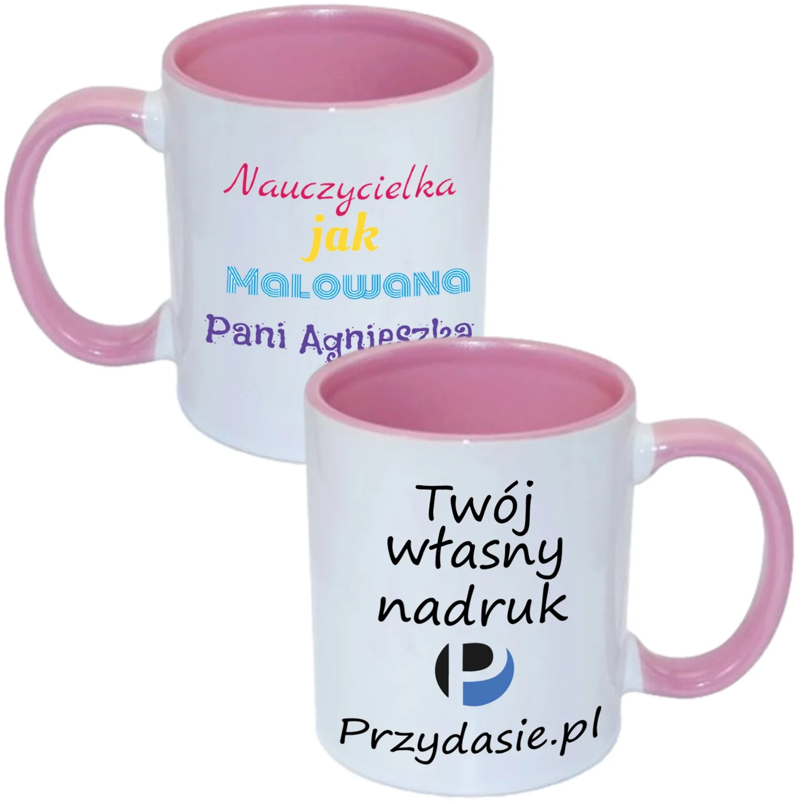 KUBEK DO SUBLIMACJI 330ML RÓŻOWY UCHWYT