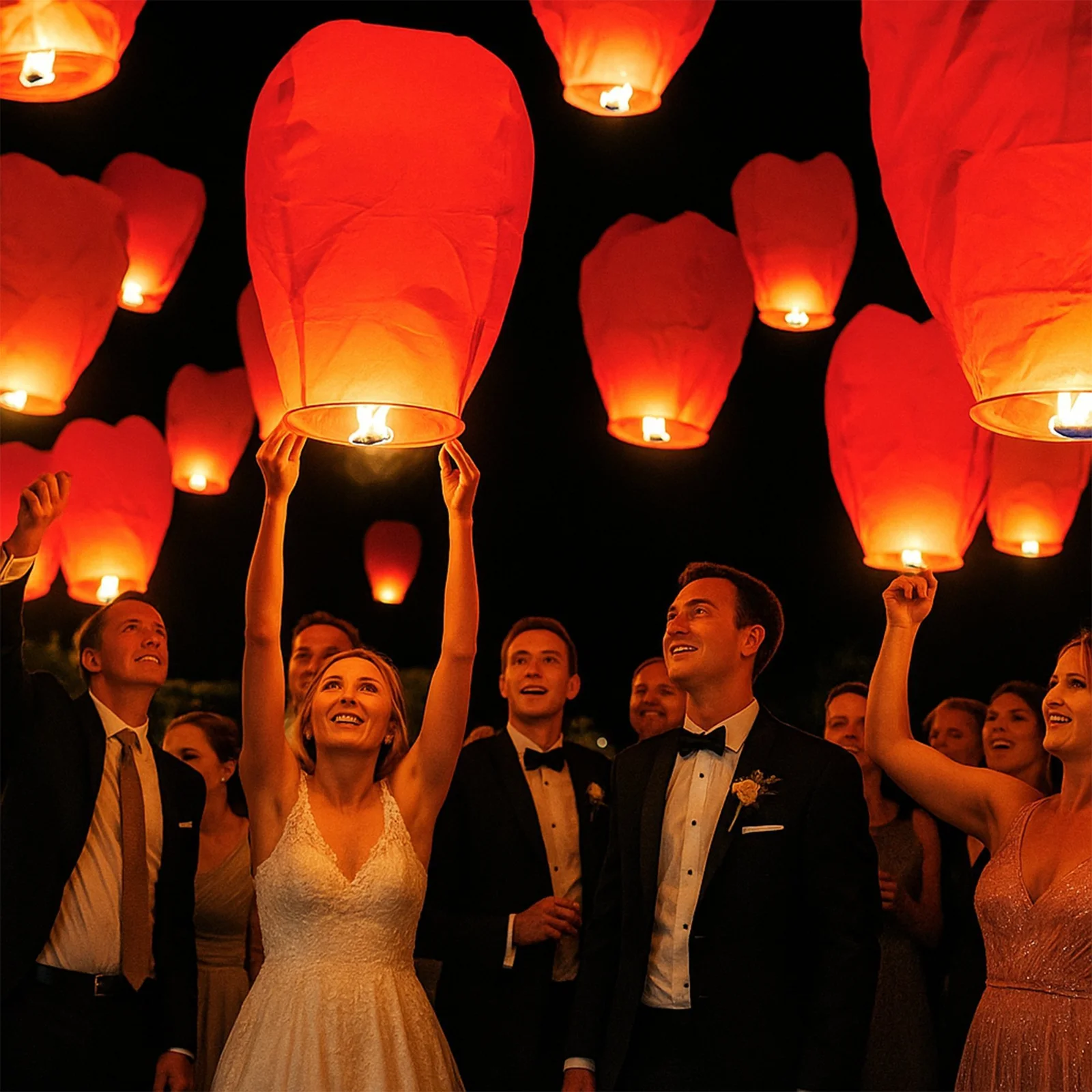LAMPION SZCZĘŚCIA LATAJĄCY - czerwony