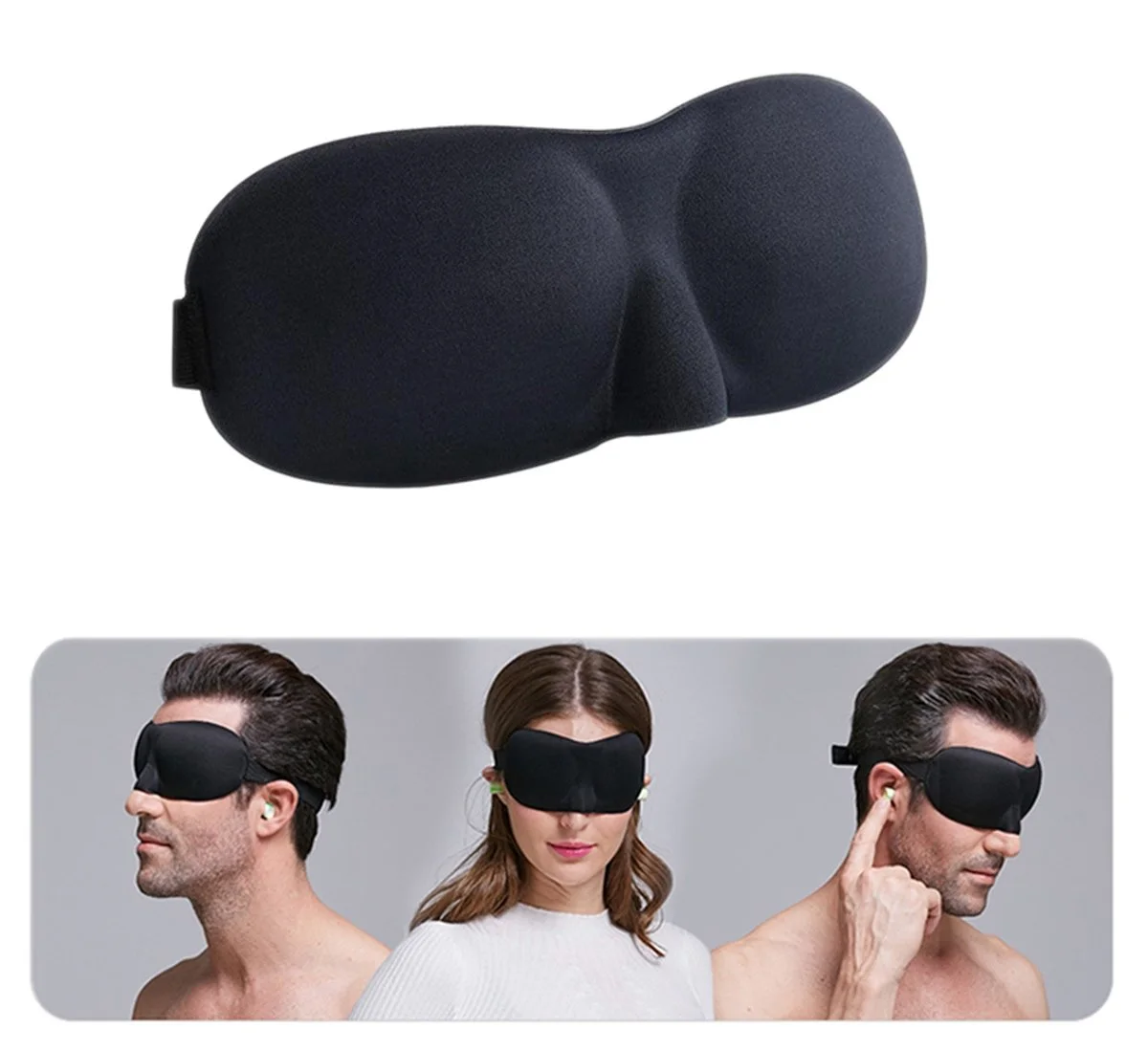 MASKA OPASKA NA OCZY DO SPANIA 3D - czarny