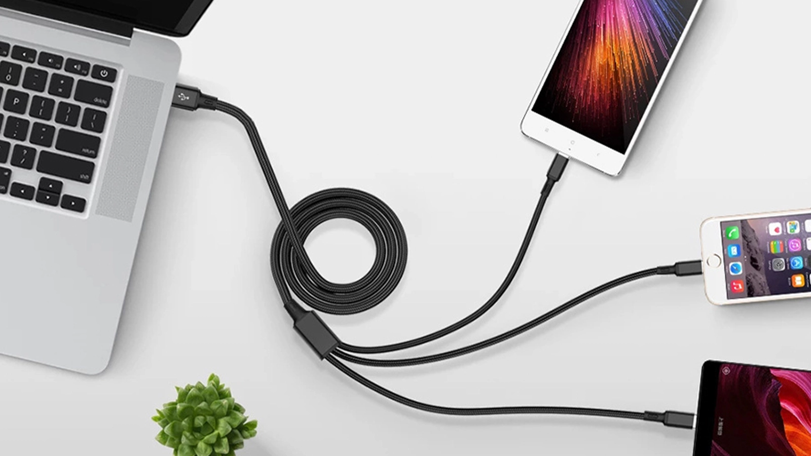 KABEL IPHONE USB USB-C LIGHTNING  3w1 - czarny