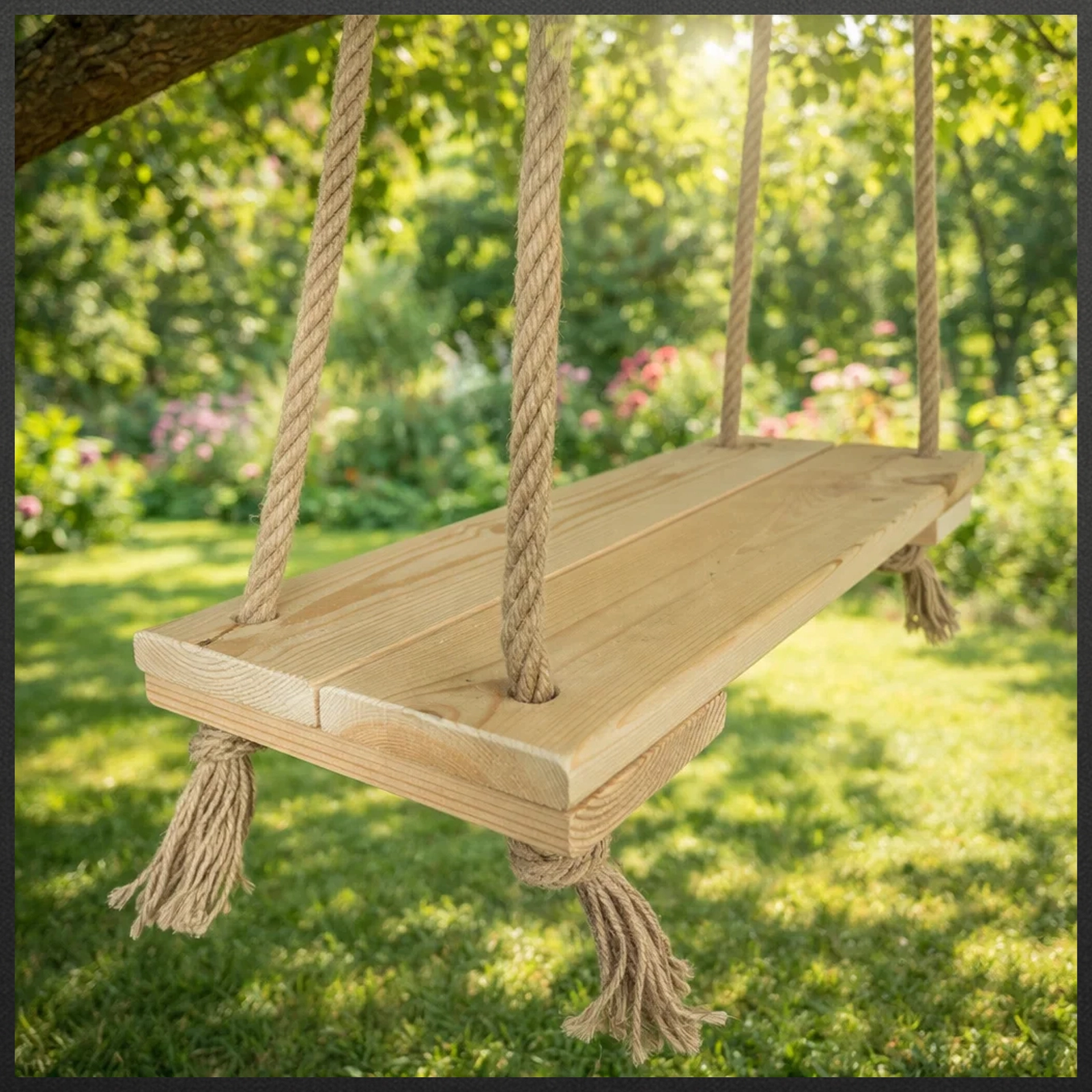 HUŚTAWKA DREWNIANA DO OGRODU DOMU BUJAK DESKA LOFT BOHO MOCNA PREMIUM 49CM