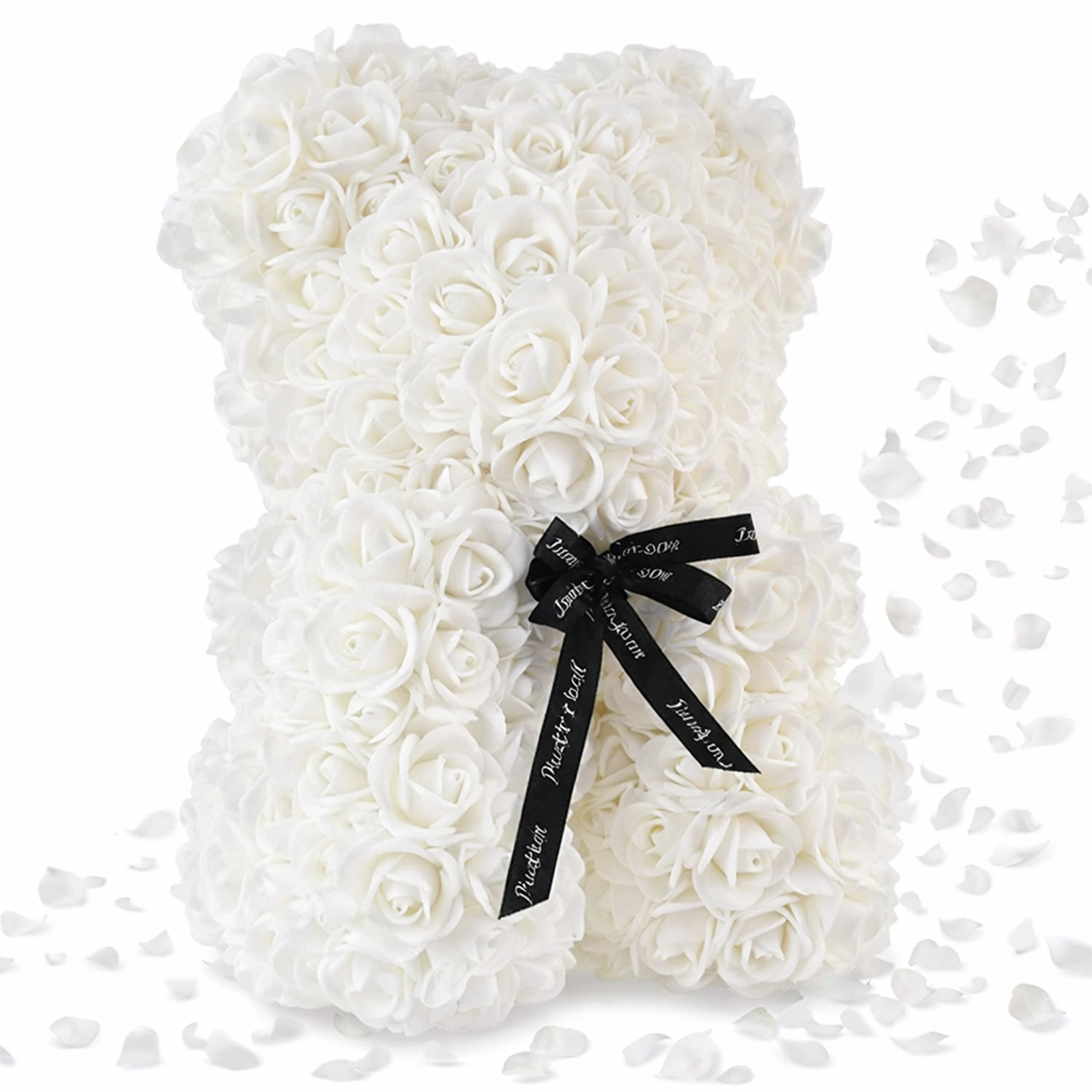 MIŚ Z RÓŻ 25cm + BOX - biały