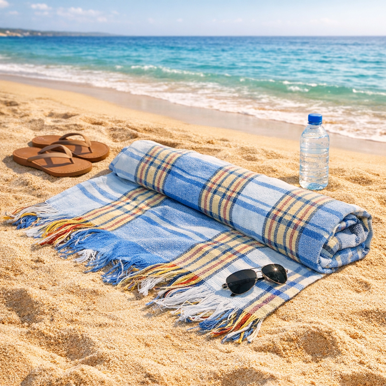 RĘCZNIK PLAŻOWY HAMMAM BAWEŁNIANY DUŻY 90X180CM DO SAUNY NARZUTA CHUSTA