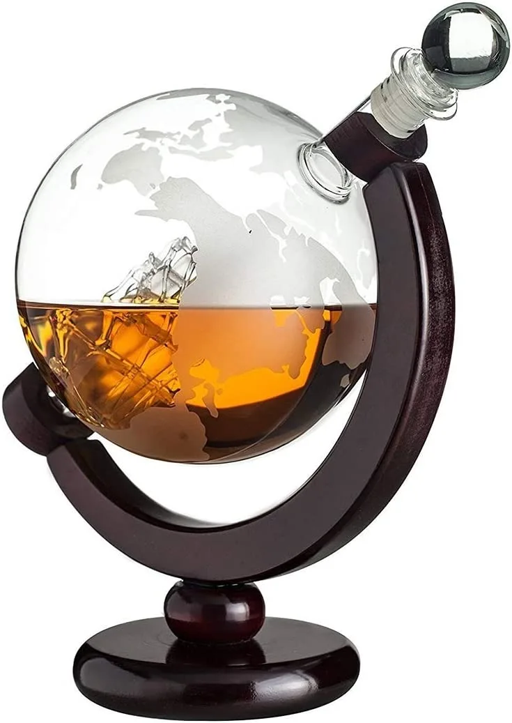 KARAFKA DO WHISKY GLOBUS STATEK STOJAK PREMIUM IDEALNY NA PREZENT UPOMINEK