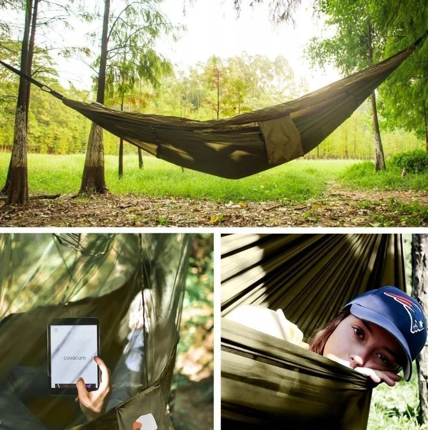 HAMAK Z MOSKITIERĄ TURYSTYCZNY OGRODOWY PODRÓŻNY SURVIVALOWY DUŻY CAMPING