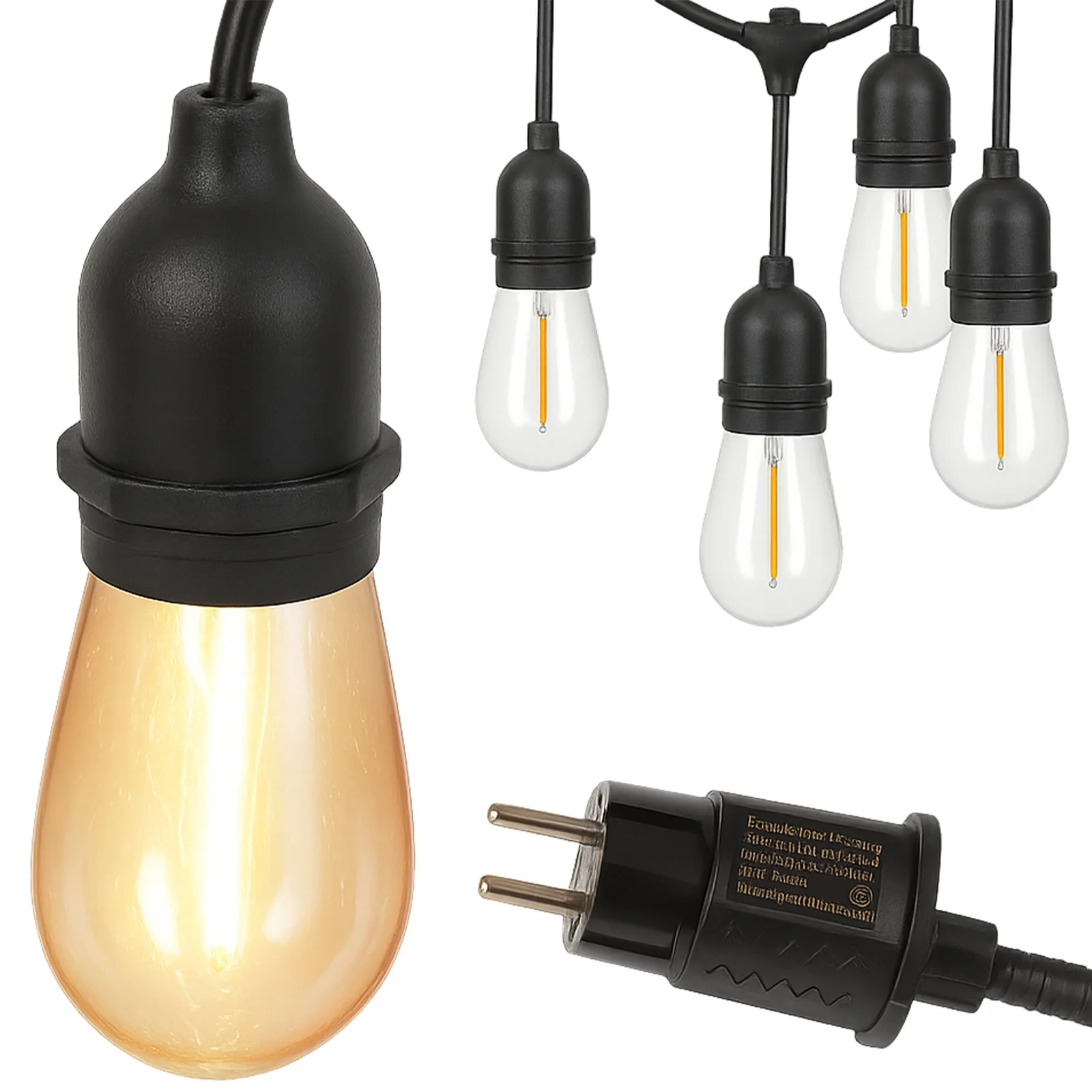 GIRLANDA ŁAŃCUCH ŚWIETLNY 15x LED E27 LAMPKI OŚWIETLENIE OGRODOWE DO OGRODU