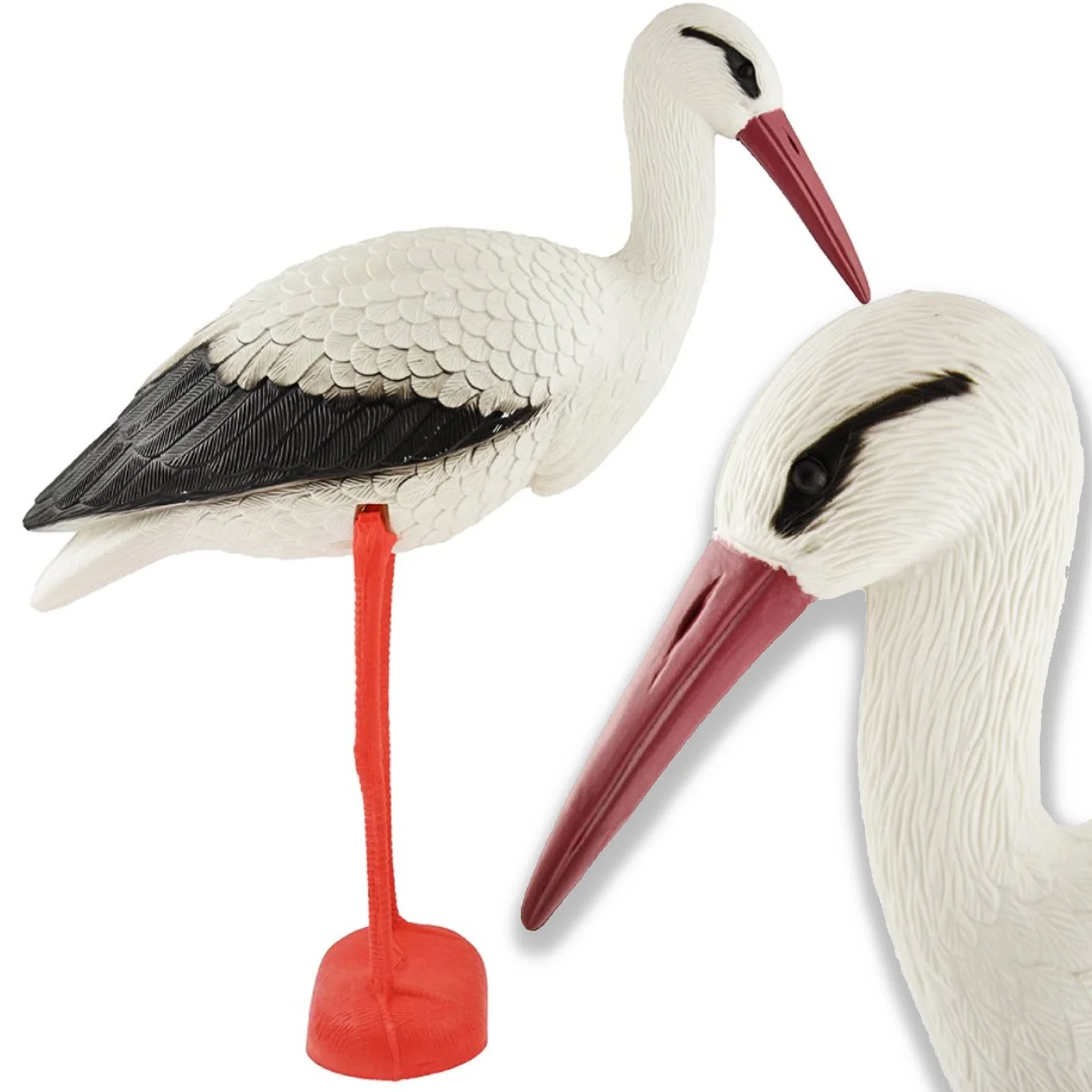 BOCIAN STOJĄCY DUŻY JAK ŻYWY FIGURKA OGRODOWA DEKORACJA DO OGRODU 82CM