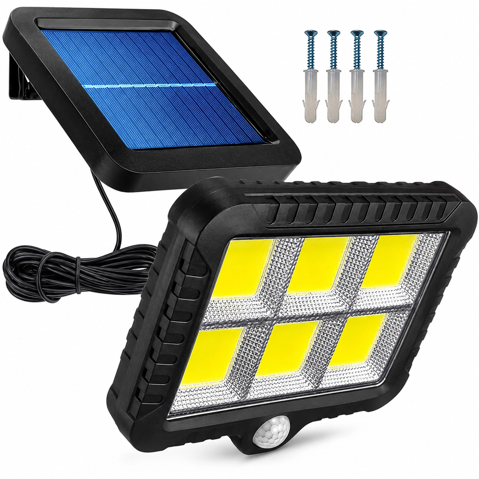 LAMPA SOLARNA LED Z CZUJNIKIEM RUCHU I ZMIERZCHU ZEWNĘTRZNA OGRODOWA MOCNA