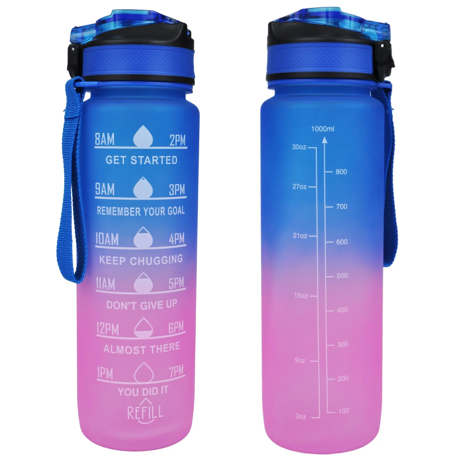 BUTELKA MOTYWACYJNA NA WODĘ 1000ML BIDON Z MIARKĄ SIŁOWNIA FITNESS 1L