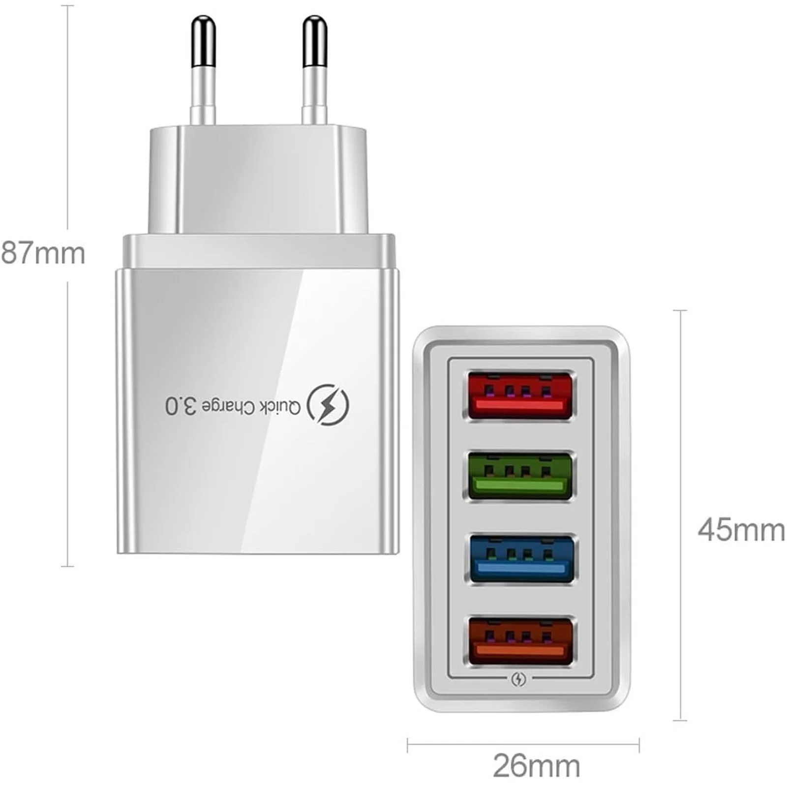 ŁADOWARKA SIECIOWA 4xUSB QUICK CHARGE SZYBKA 3.0 ZASILACZ MOCNY KOSTKA USB