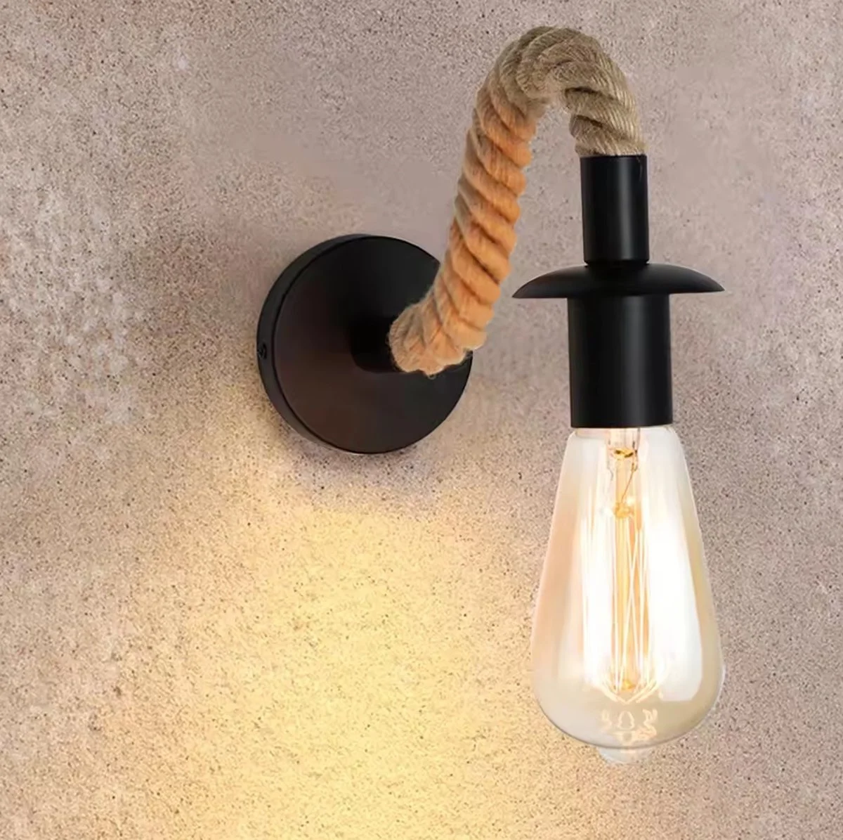 KINKIET LAMPA ŚCIENNA SZNUR JUTOWY E27