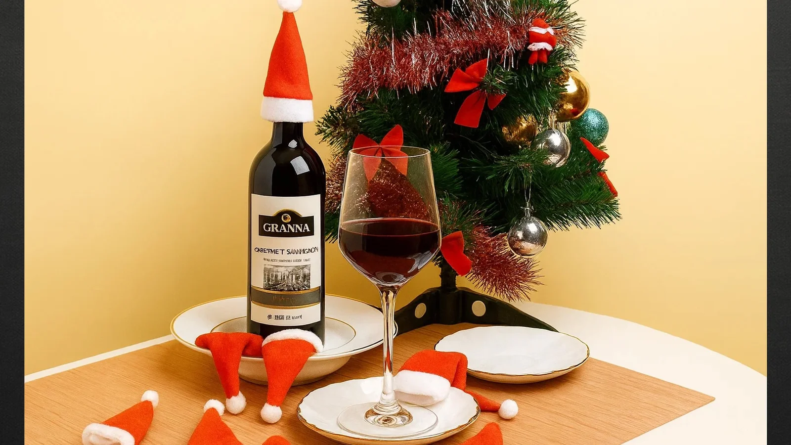 CZAPKA MIKOŁAJA NA BUTELKĘ 10SZT