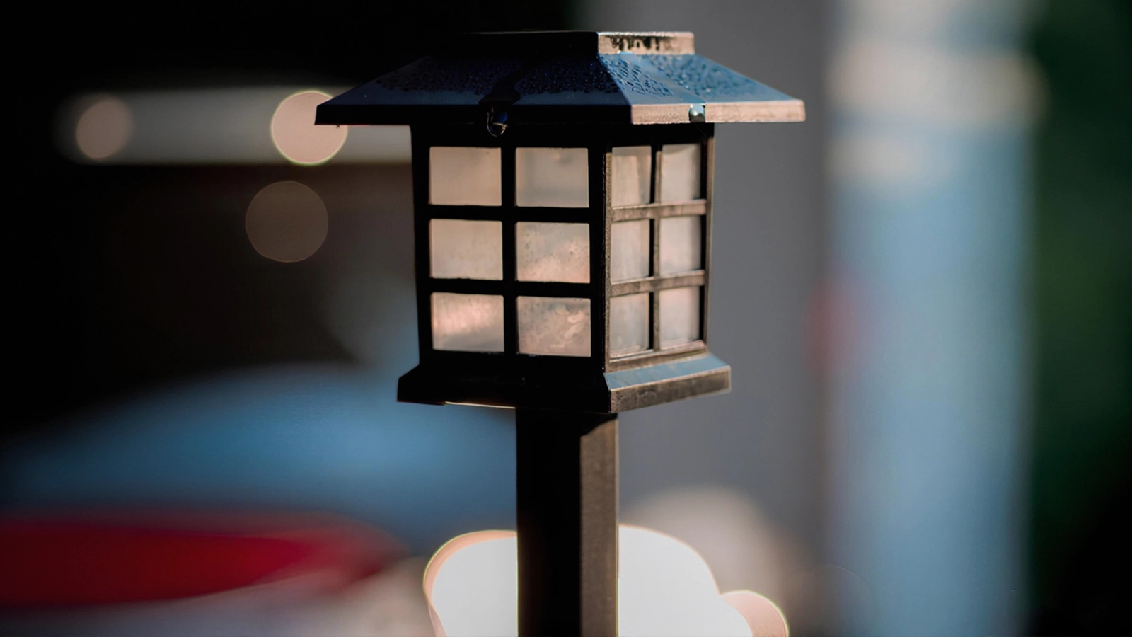 LAMPA LAMPKA SOLARNA LED LATARNIA OZDOBNA OGRODOWA WBIJANA LAMPION CZUJNIK