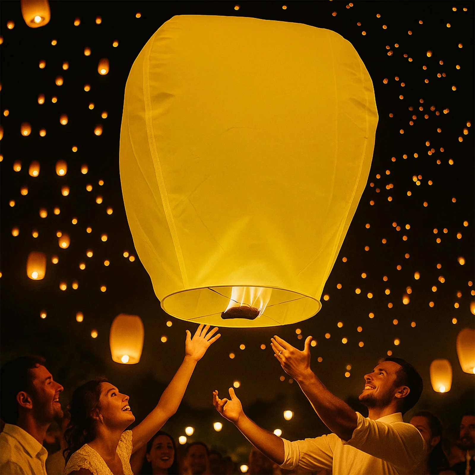 LAMPION SZCZĘŚCIA LATAJĄCY - żółty