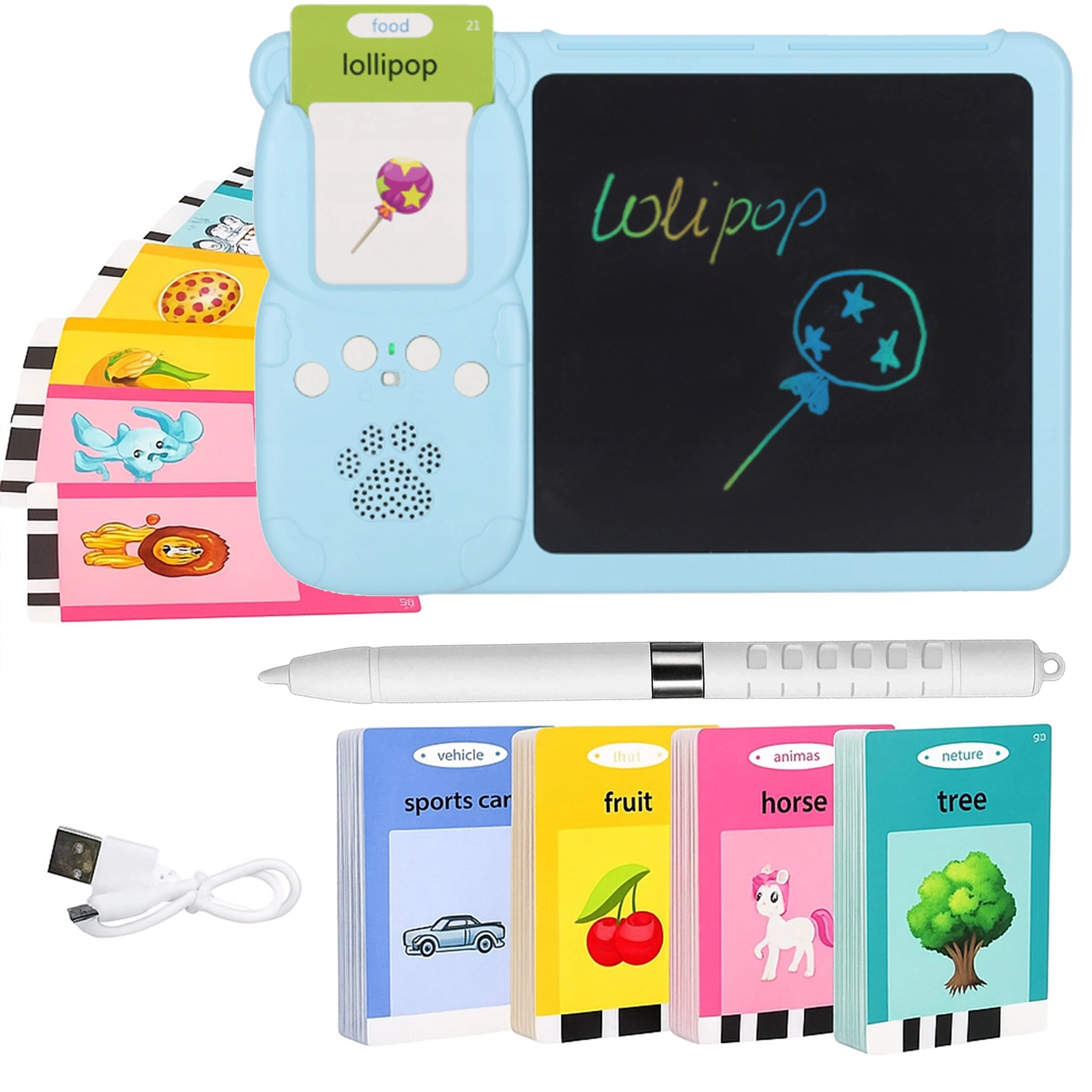 CZYTNIK KART DO NAUKI SŁÓWEK JĘZYKA ANGIELSKIEGO EDUKACYJNY ZNIKOPIS TABLET