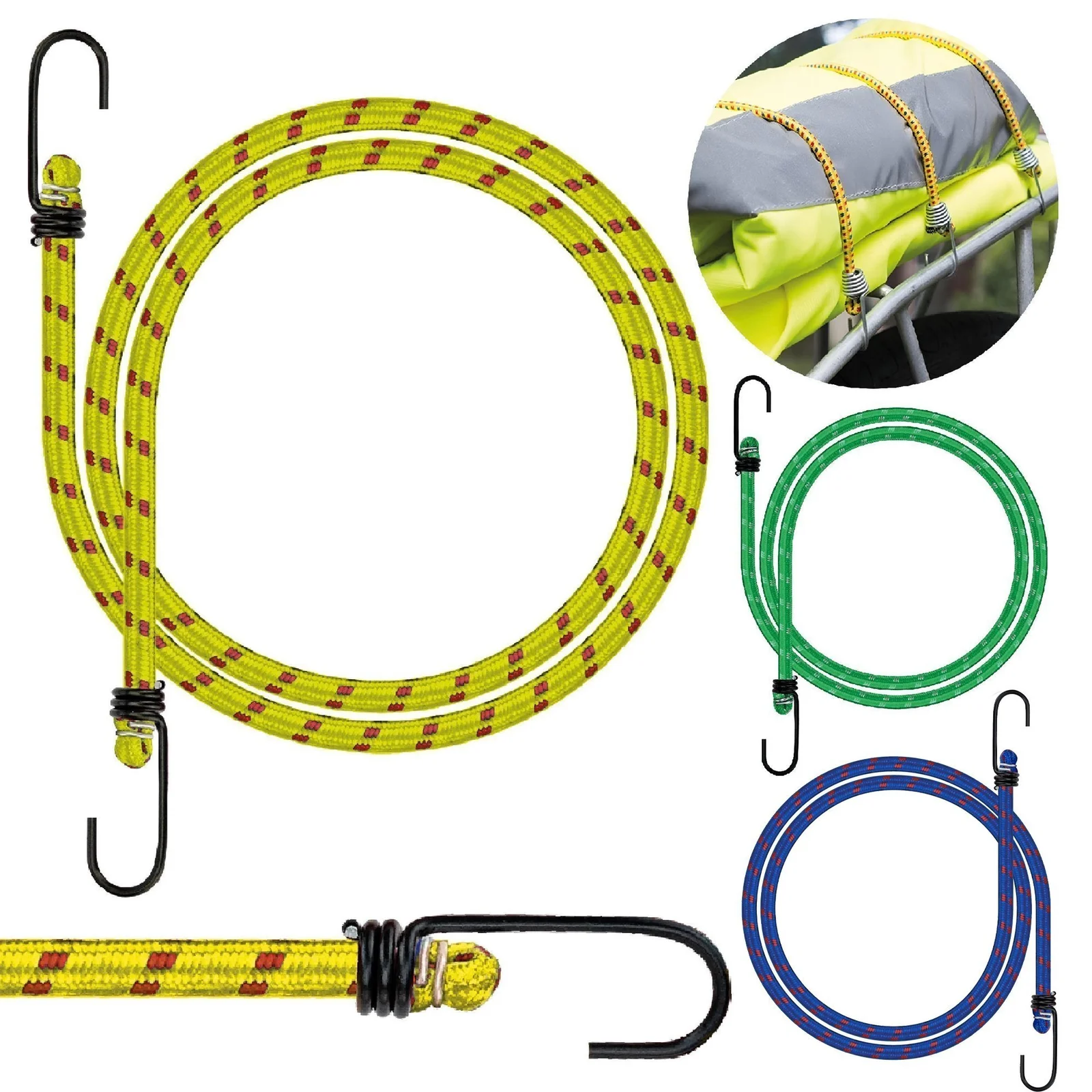 GUMY BAGAŻOWE 110CM 3SZT - niebieski, żółty, zielony