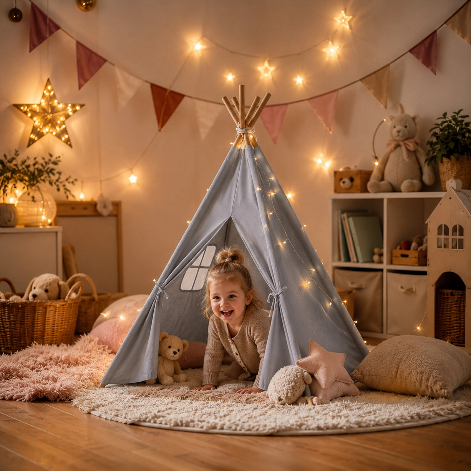 NAMIOT TIPI DLA DZIECI WIGWAM INDIAŃSKI DOMEK DO ZABAWY W OGODZIE DOMU