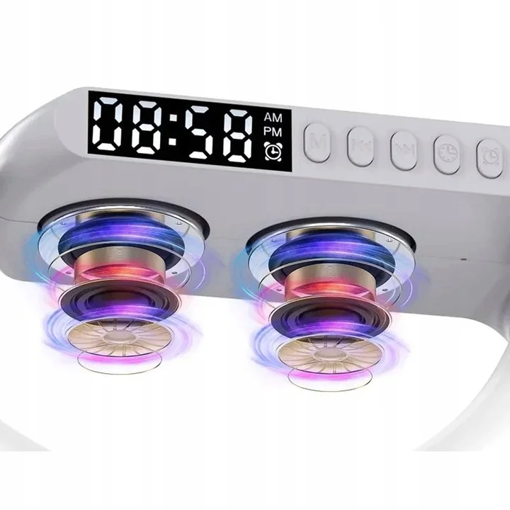 GŁOŚNIK LAMPKA NOCNA LED GAMINGOWA RGB ŁADOWARKA INDUKCYJNA ZEGAR RADIO