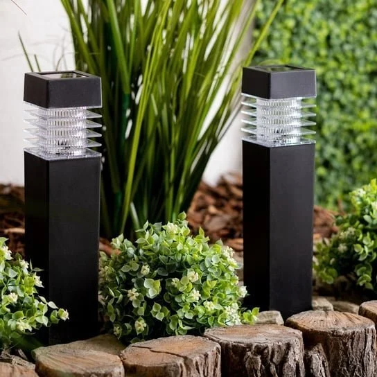 LAMPA LAMPKA SOLARNA LED WBIJANA SŁUPEK KWADRAT DEKORACJA DO OGRODU TARASU