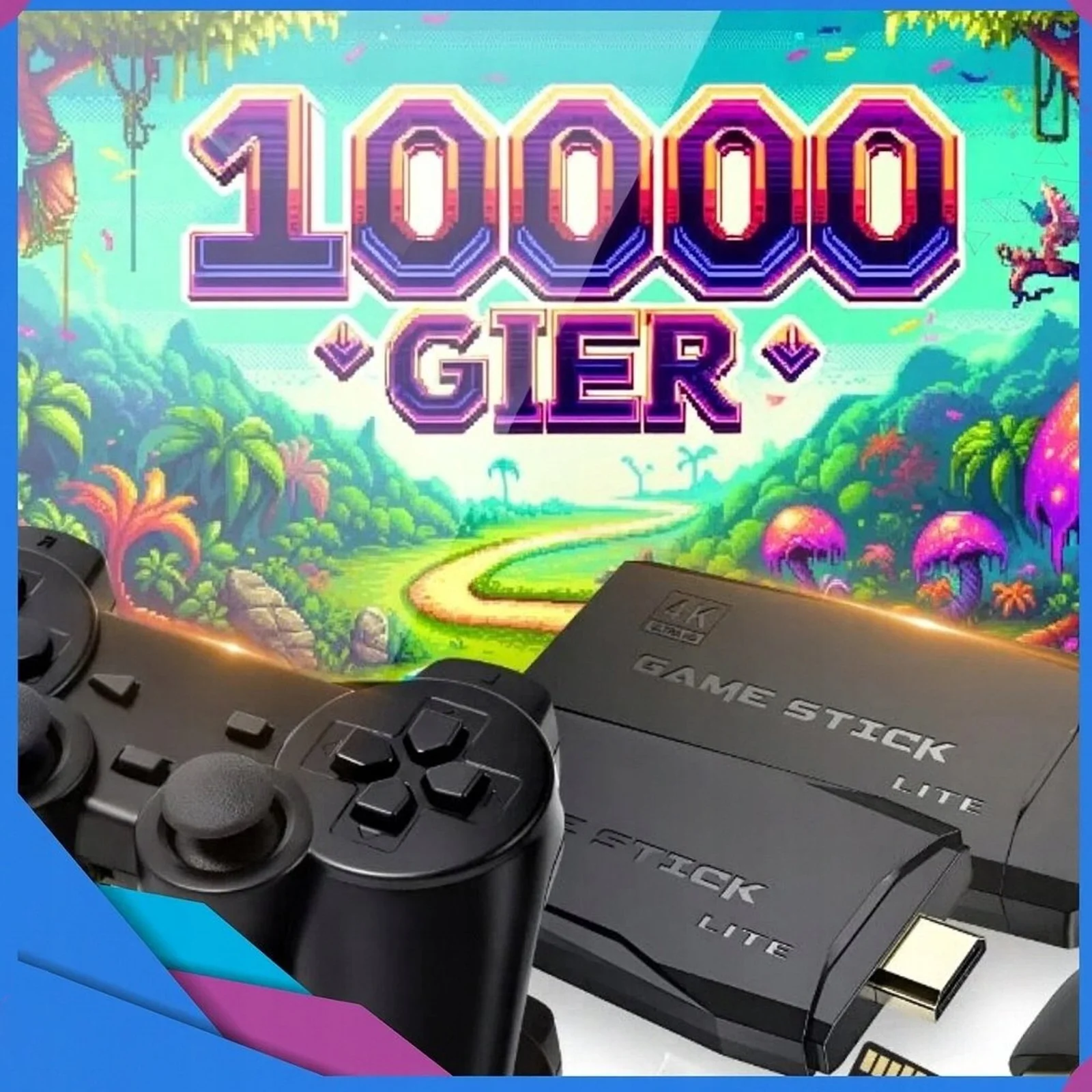 KONSOLA RETRO 10000 GIER 4K HDMI GRA PRZENOŚNA TELEWIZYJNA TV ZESTAW 2 PADY