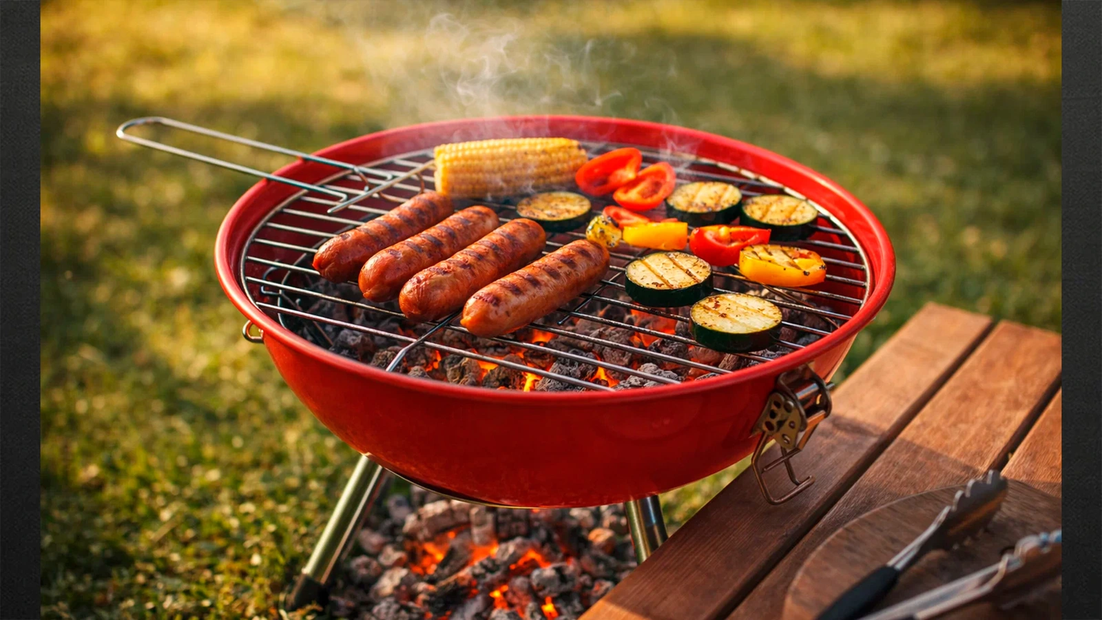 GRILL Z POKRYWĄ OGRODOWY WĘGLOWY SKŁADANY PRZENOŚNY STOŁOWY GURBA BLACHA