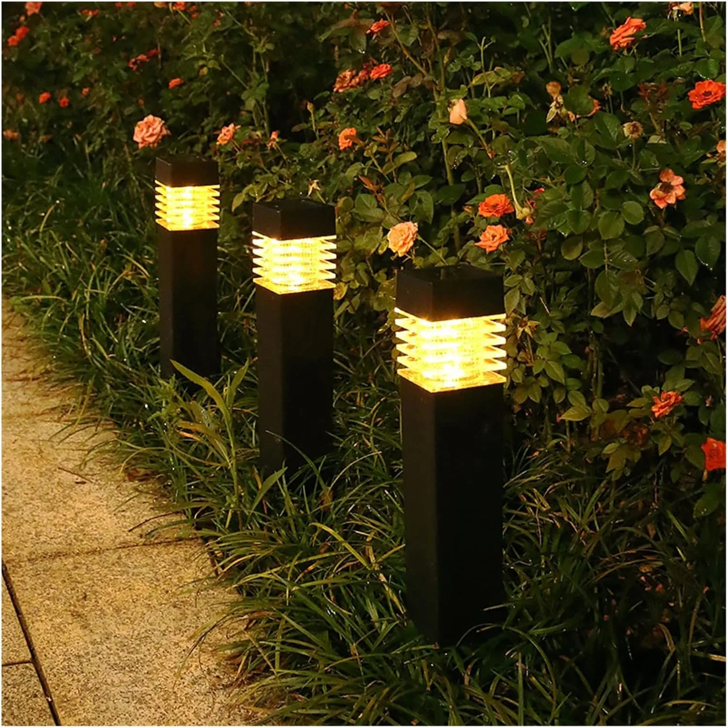 LAMPA LAMPKA SOLARNA LED WBIJANA SŁUPEK KWADRAT DEKORACJA DO OGRODU TARASU