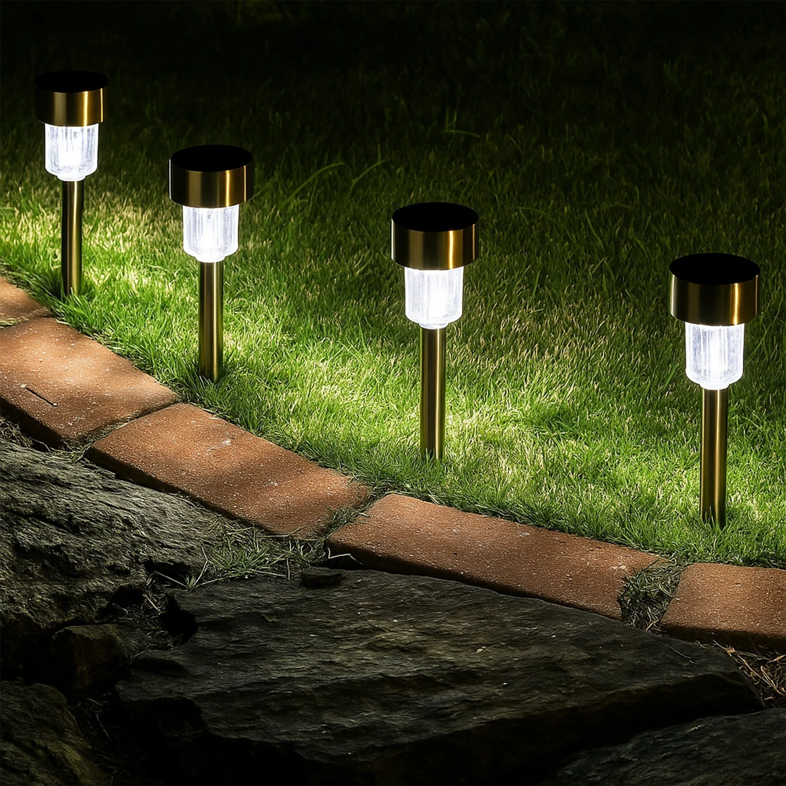 LAMPA SOLARNA OGRODOWA WBIJANA - 35cm srebrny