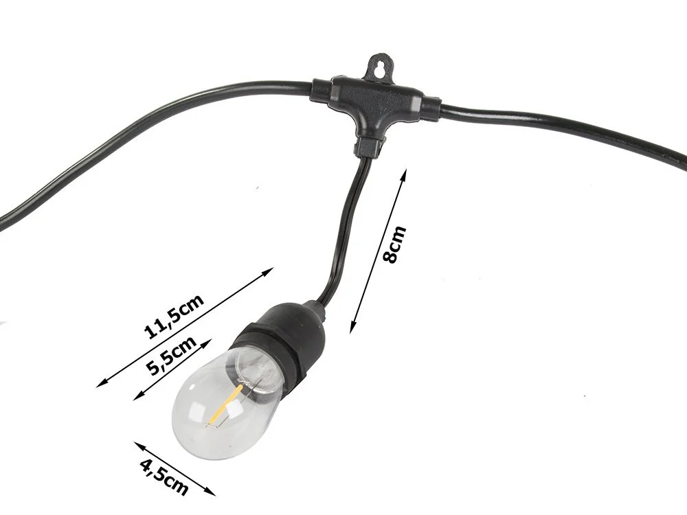 GIRLANDA ŁAŃCUCH ŚWIETLNY 15x LED E27 LAMPKI OŚWIETLENIE OGRODOWE DO OGRODU