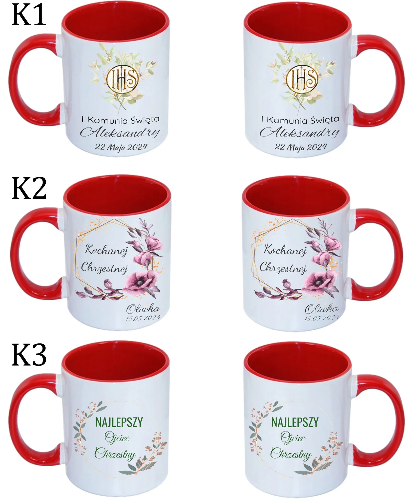 KUBEK DO SUBLIMACJI 330ML CZERWONY UCHWYT