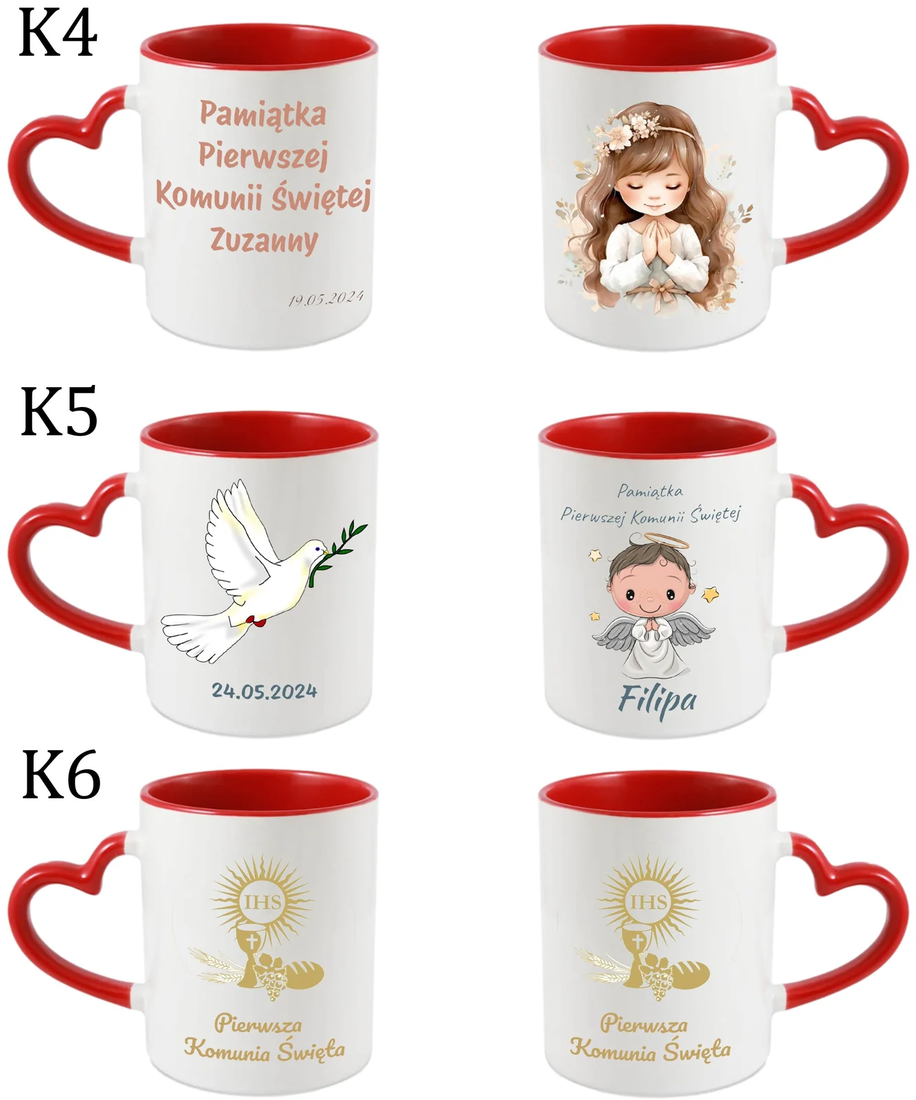 KUBEK DO SUBLIMACJI 330ML CZERWONY UCHWYT SERCE