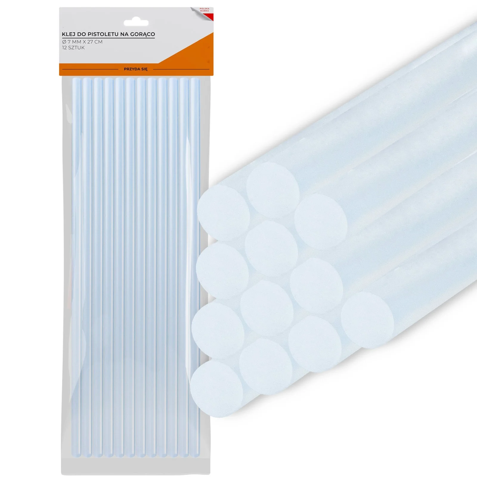 KLEJ DO PISTOLETU NA GORĄCO WKŁADY MOCNE KLEJOWE BEZBARWNE 12SZT 27CM 7MM