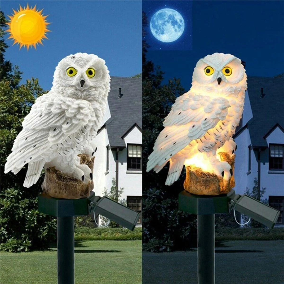 LAMPA OGRODOWA SOLARNA LED SOWA Z CZUJNIKIEM ZMIERZCHU WBIJANA DO OGRODU