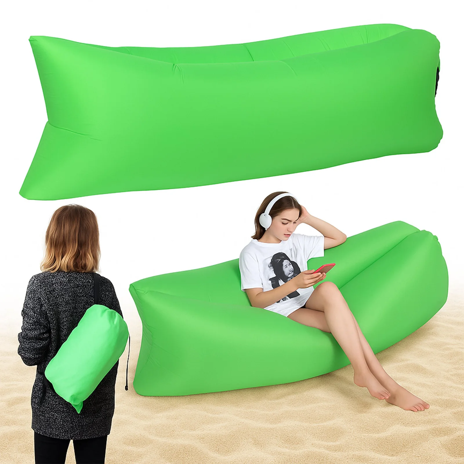 LAZY BAG SOFA NADMUCHIWANA ROZKŁADANA NA PLAŻE FOTEL MATERAC LEŻAK MOCNY