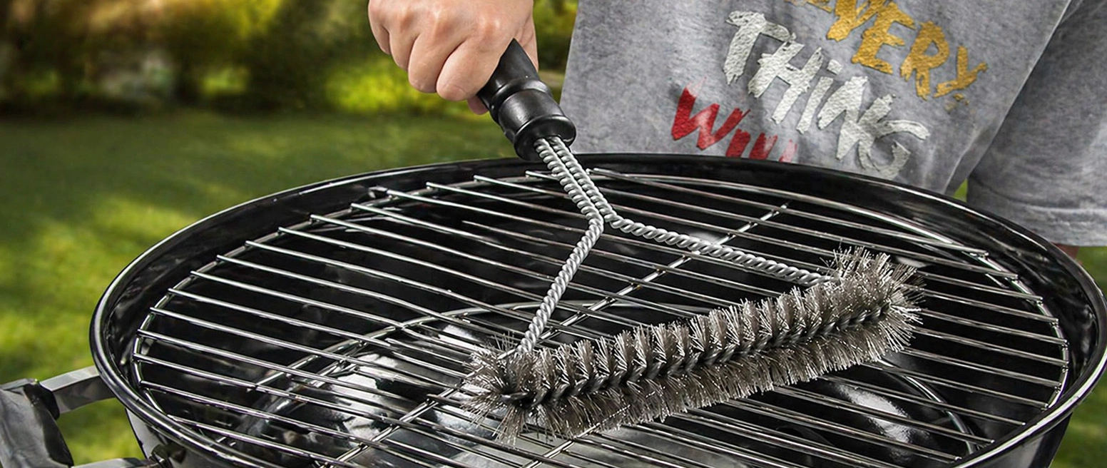 SZCZOTKA CZYŚCIK DO GRILLA CZYSZCZENIA RUSZTU BBQ DRUCIANY 30CM STALOWY