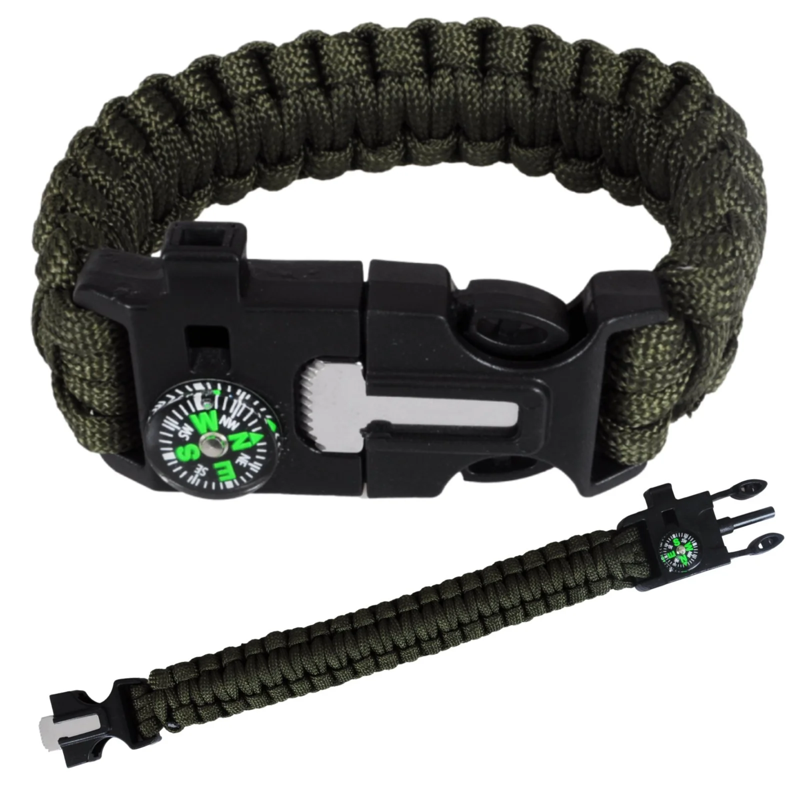 BRANSOLETKA OPASKA PARACORD 5w1 KRZESIWO KOMPAS GWIZDEK MULTITOOL SURVIVAL