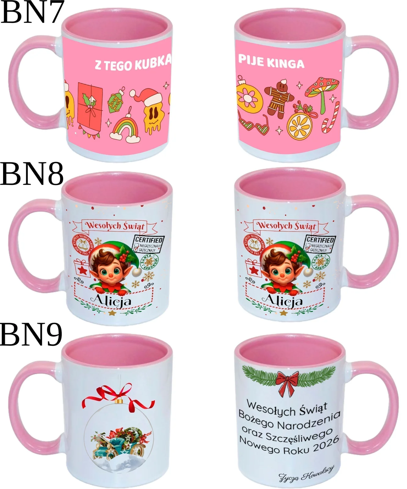 KUBEK DO SUBLIMACJI 330ML RÓŻOWY UCHWYT