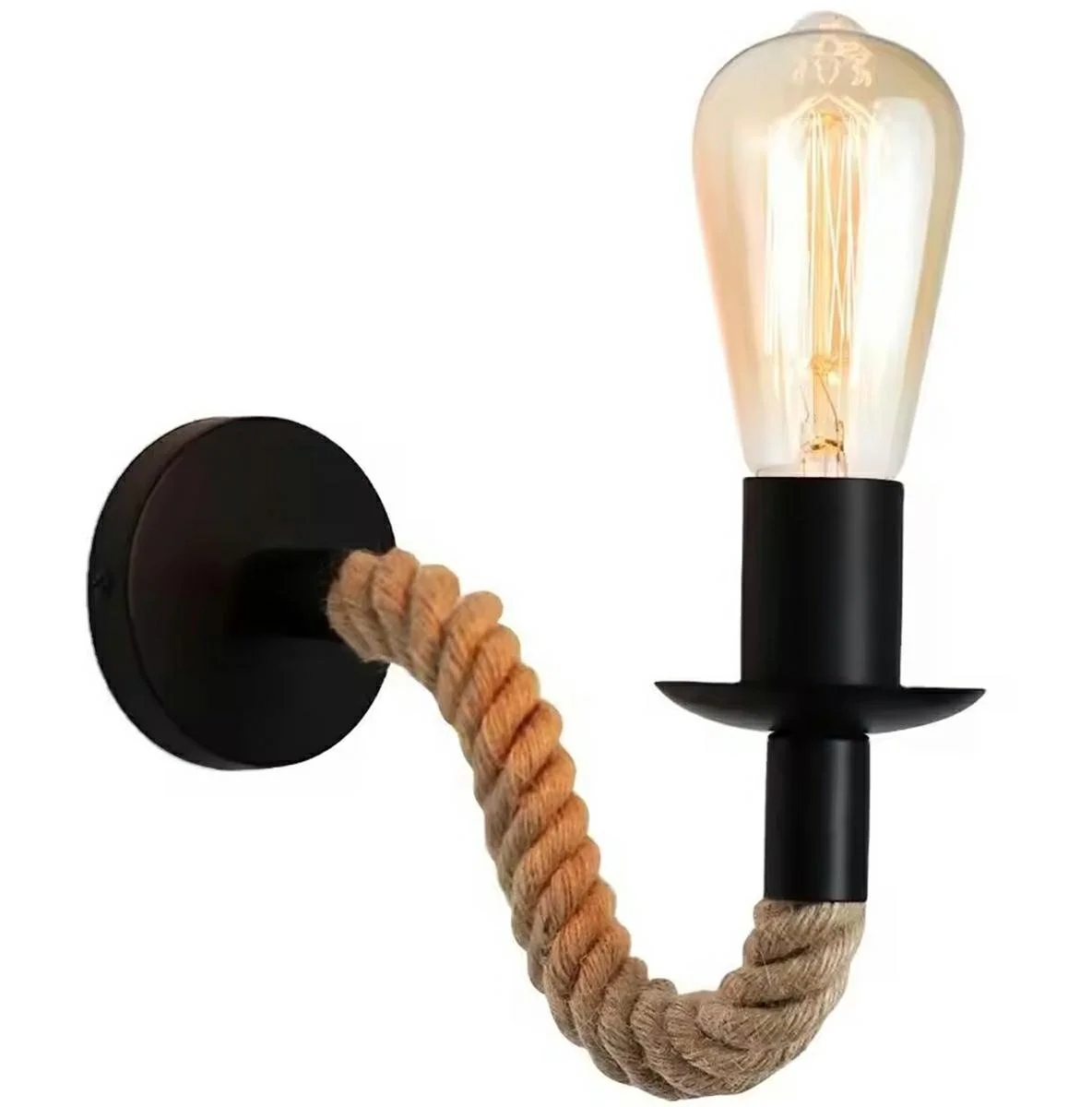 KINKIET LAMPA ŚCIENNA SZNUR JUTOWY E27