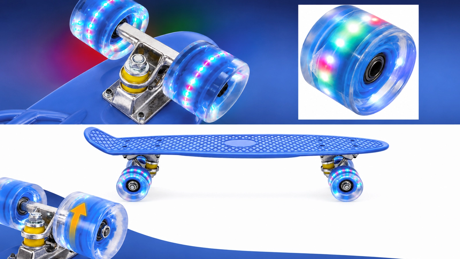 FISZKA DESKOROLKA FISHBOARD DLA DZIECKA ŚWIECĄCE KOŁA LED 56x15CM 82A RGB