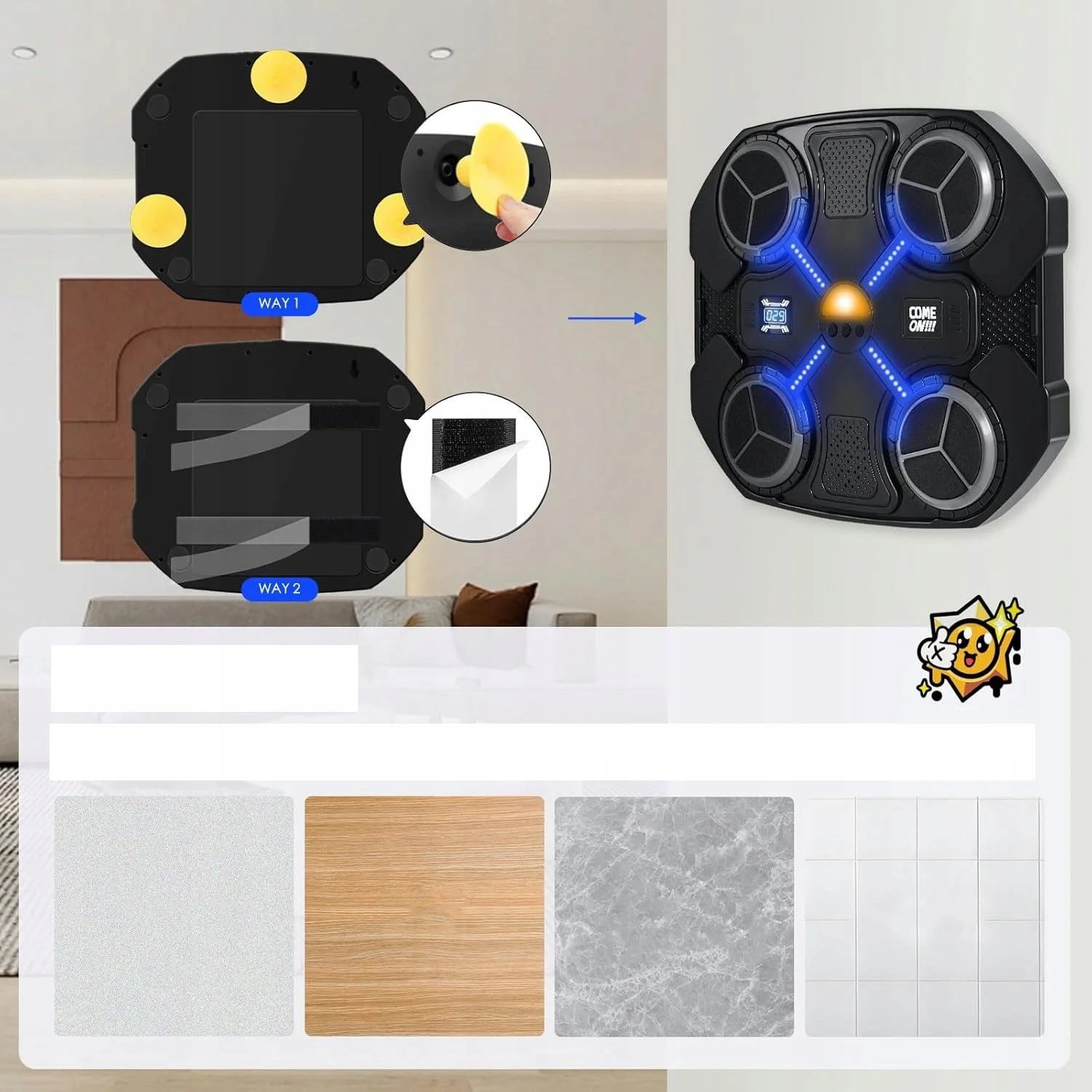 VEZO ZESTAW BOKSERSKI ELEKTRONICZNY BOKSER BLUETOOTH PODŚWIETLENIE LED BOKS