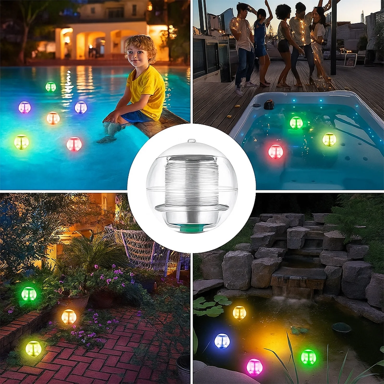LAMPA LAMPKA SOLARNA LED PŁYWAJĄCA KULA DO BASENU SPA JACUZZI STAWU OCZKA