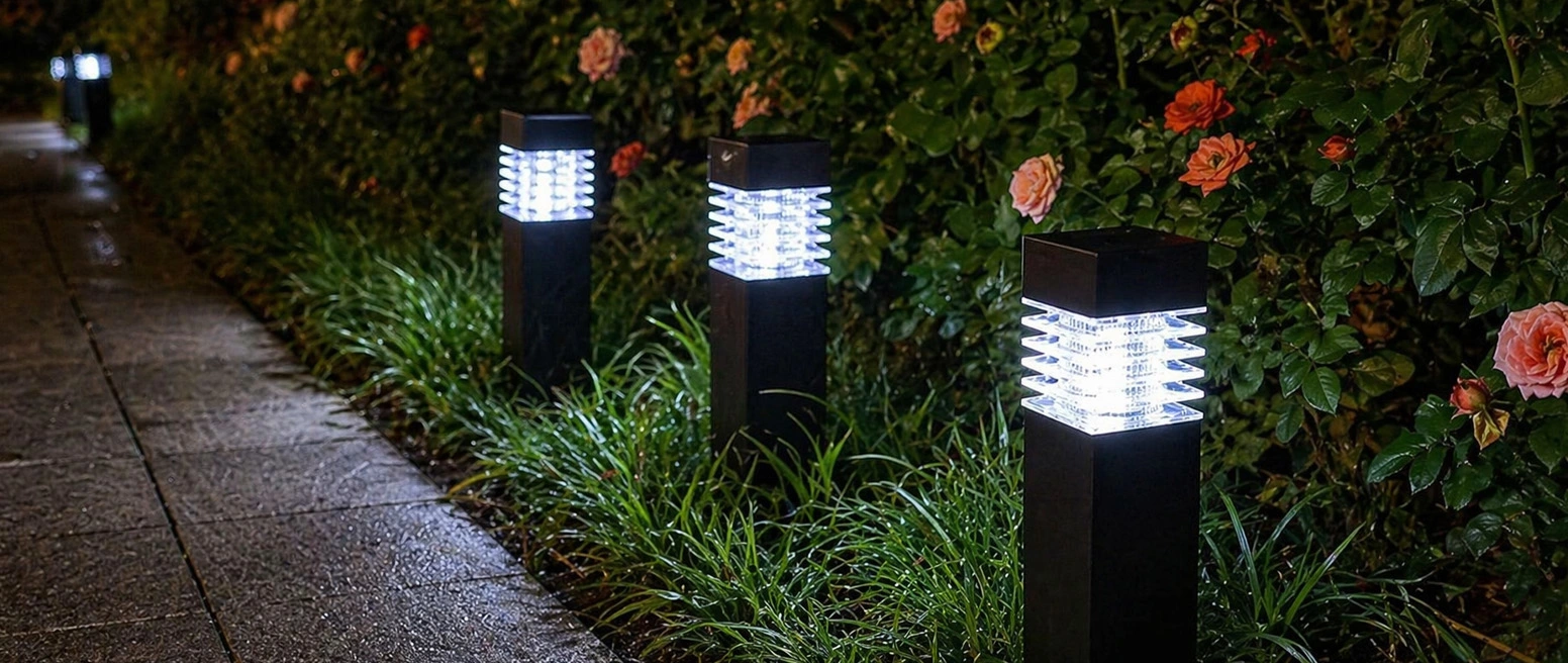 LAMPA LAMPKA SOLARNA LED WBIJANA SŁUPEK KWADRAT DEKORACJA DO OGRODU TARASU